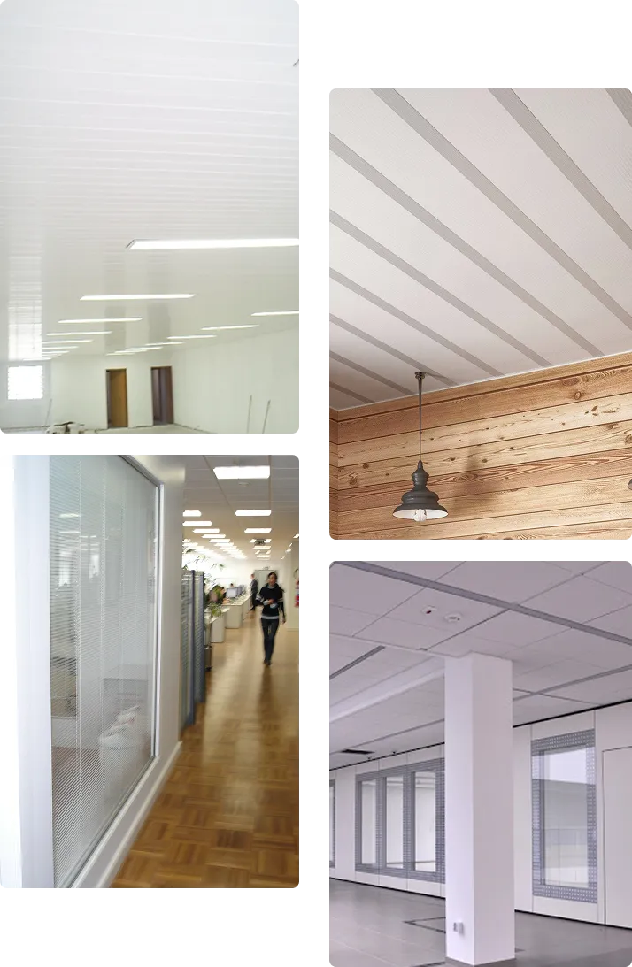 Ambientes com forro e divisória de drywall instalados
